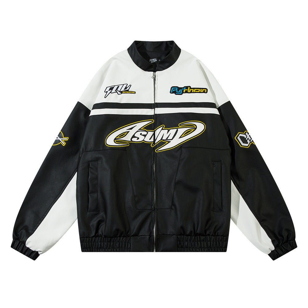 EUROPEAN AMERICAN RACING LEATHER MOTORCYCLE JACKET