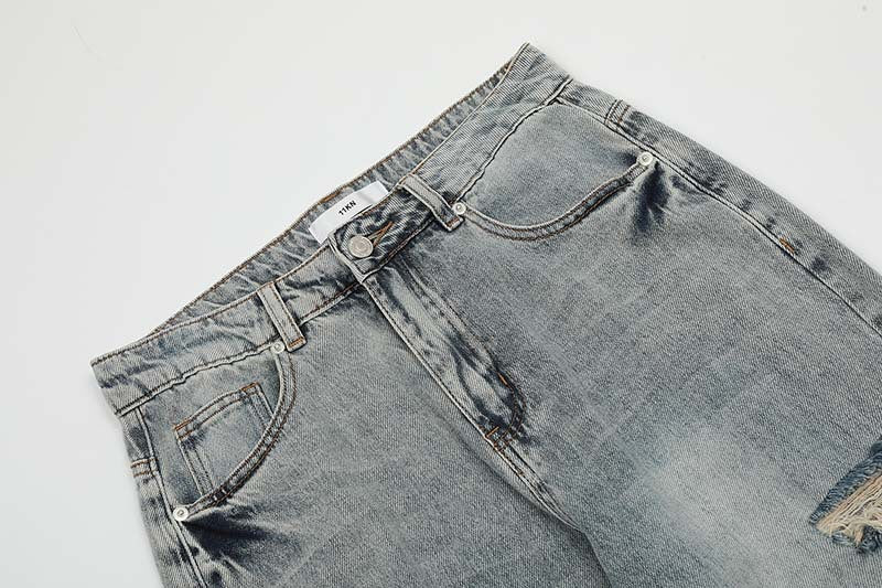 AMERICAN RETRO RIPPED DISTRESSED HIGH STREET JEANS