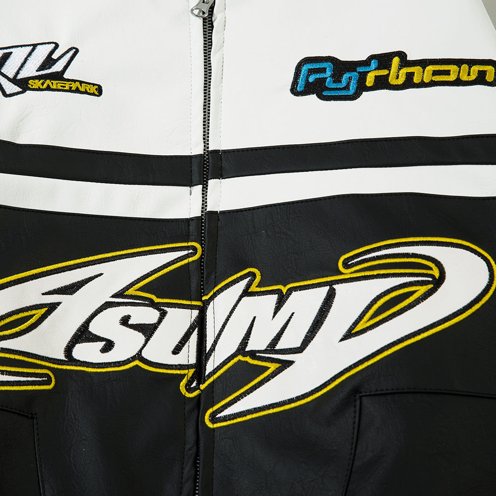 EUROPEAN AMERICAN RACING LEATHER MOTORCYCLE JACKET