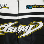 EUROPEAN AMERICAN RACING LEATHER MOTORCYCLE JACKET