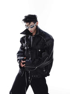 DECONSTRUCTED HEAVY INDUSTRY PU LEATHER COAT