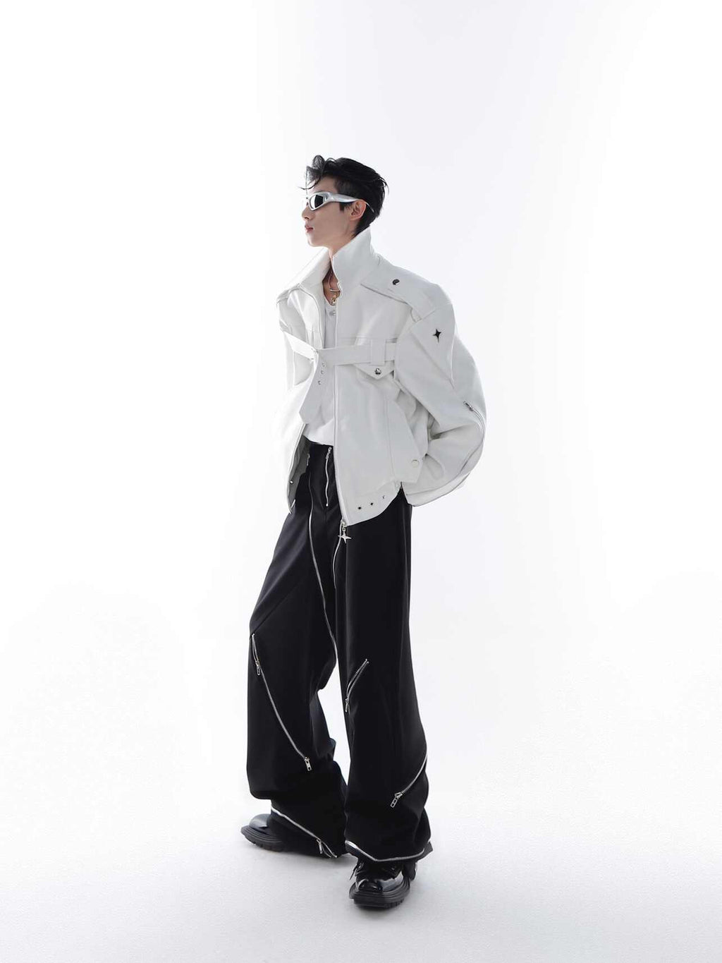 DECONSTRUCTED HEAVY INDUSTRY PU LEATHER COAT