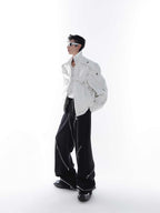 DECONSTRUCTED HEAVY INDUSTRY PU LEATHER COAT