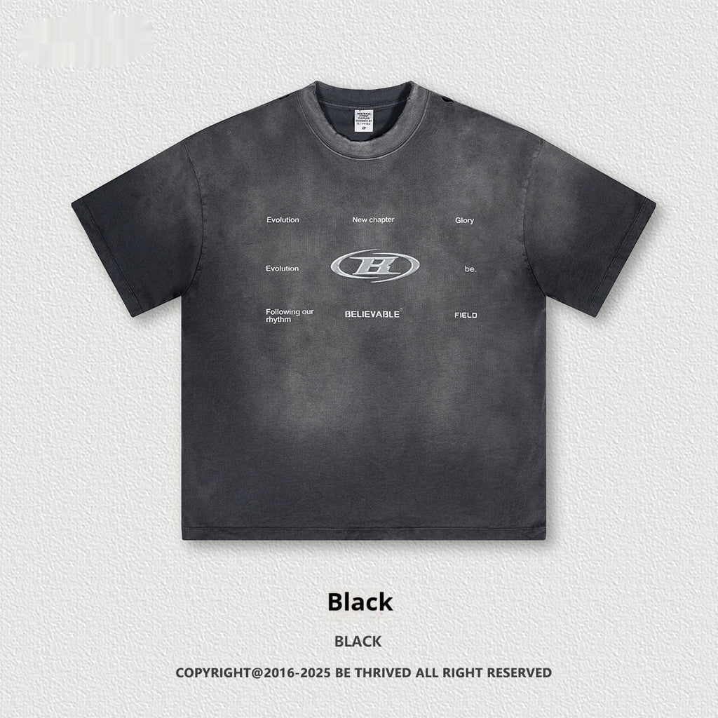 Retro Washed Round Neck Short Sleeve Tee