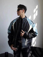 Leather Motorcycle Windproof Jacket For Men