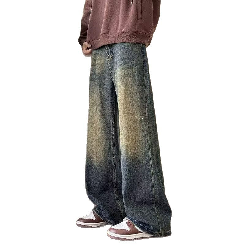 RETRO DISTRESSED LOOSE STRAIGHT LEG PANTS