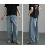 RETRO DISTRESSED LOOSE STRAIGHT LEG PANTS