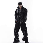 DECONSTRUCTED HEAVY INDUSTRY PU LEATHER COAT