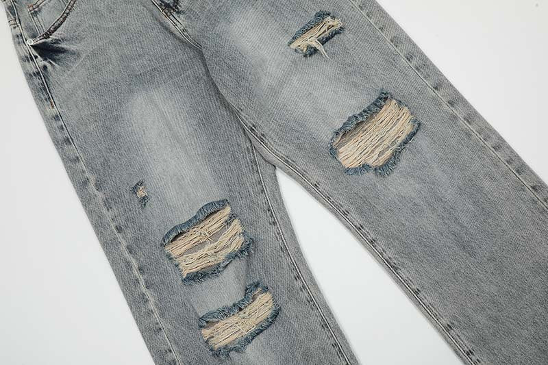 AMERICAN RETRO RIPPED DISTRESSED HIGH STREET JEANS