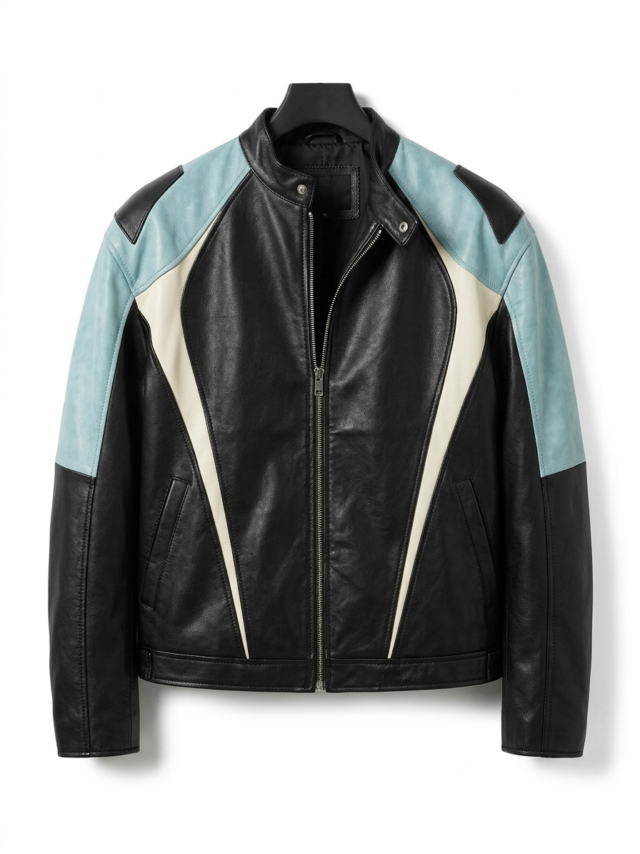 Leather Motorcycle Windproof Jacket For Men