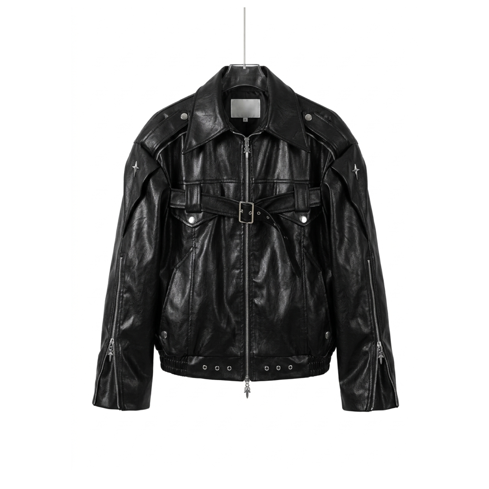 DECONSTRUCTED HEAVY INDUSTRY PU LEATHER COAT