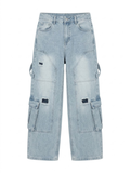 Ripped Cargo Jeans Light Wash