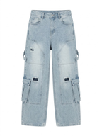 Ripped Cargo Jeans Light Wash