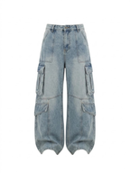 LIGHT WASH HEAVY CARGO POCKET JEANS
