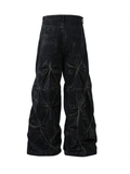 Men's Wide Leg Jeans with Ruched Detail
