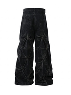 Men's Wide Leg Jeans with Ruched Detail
