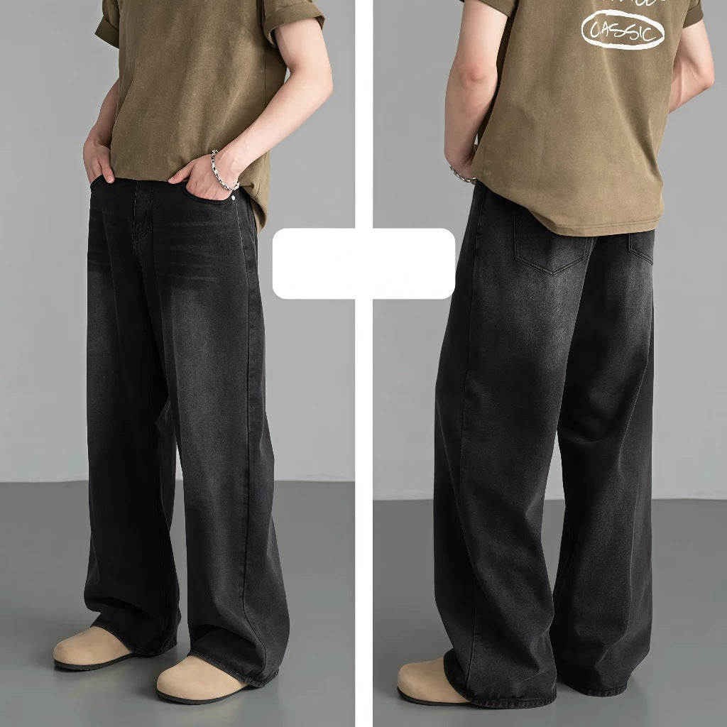 RETRO DISTRESSED LOOSE STRAIGHT LEG PANTS