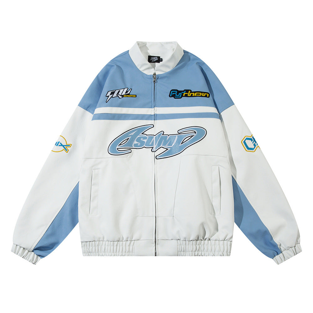 EUROPEAN AMERICAN RACING LEATHER MOTORCYCLE JACKET