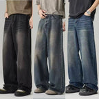 RETRO DISTRESSED LOOSE STRAIGHT LEG PANTS