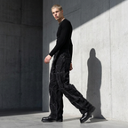 Men's Wide Leg Jeans with Ruched Detail