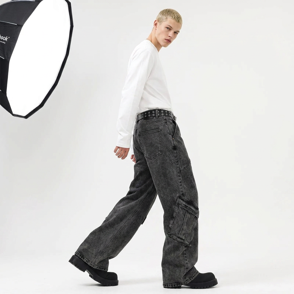 Men's Wide Leg Cargo Jeans