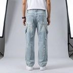 Ripped Cargo Jeans Light Wash
