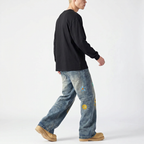 Men's Plus Size Floral Wide Leg Jeans