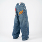 GRAPHIC PRINT BAGGY STREET WIDE LEG JEANS