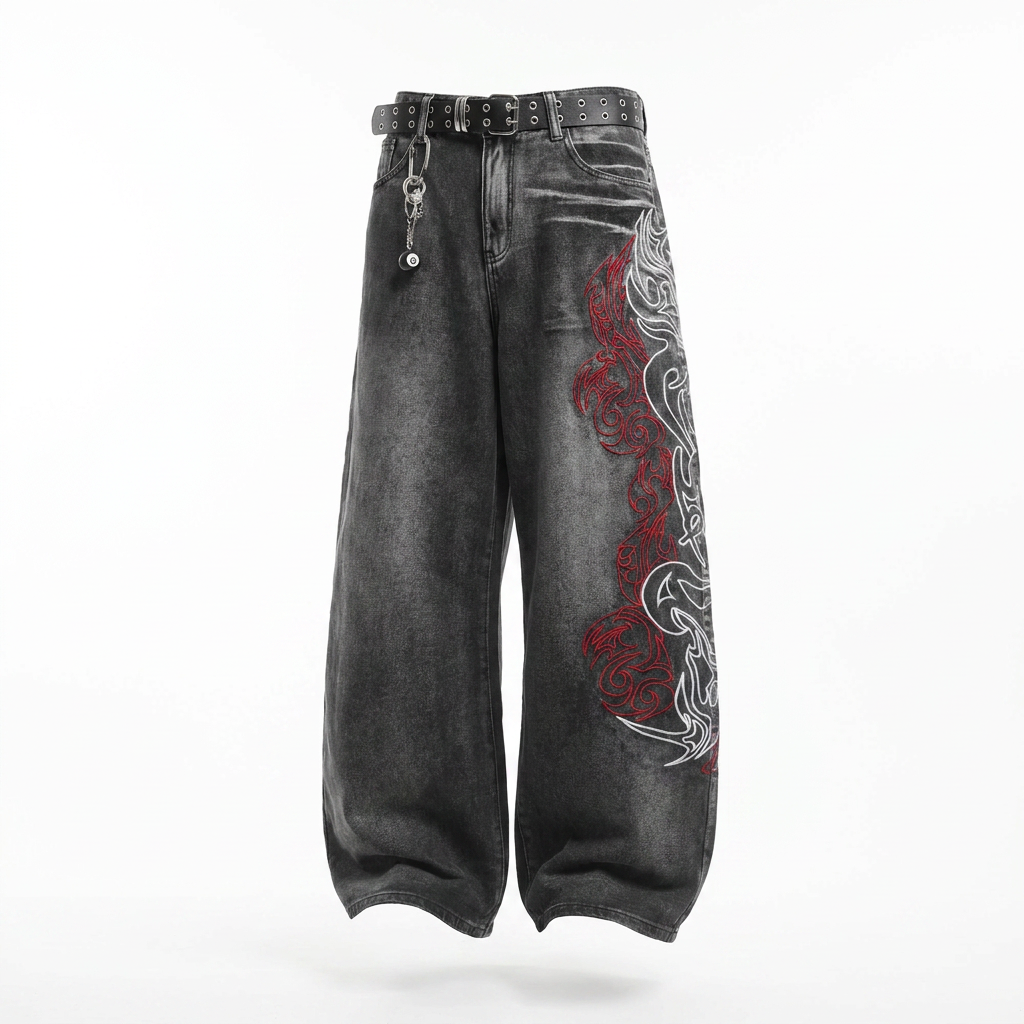 AMERICAN RETRO LOOSE PRINT STRAIGHT LEG PANTS