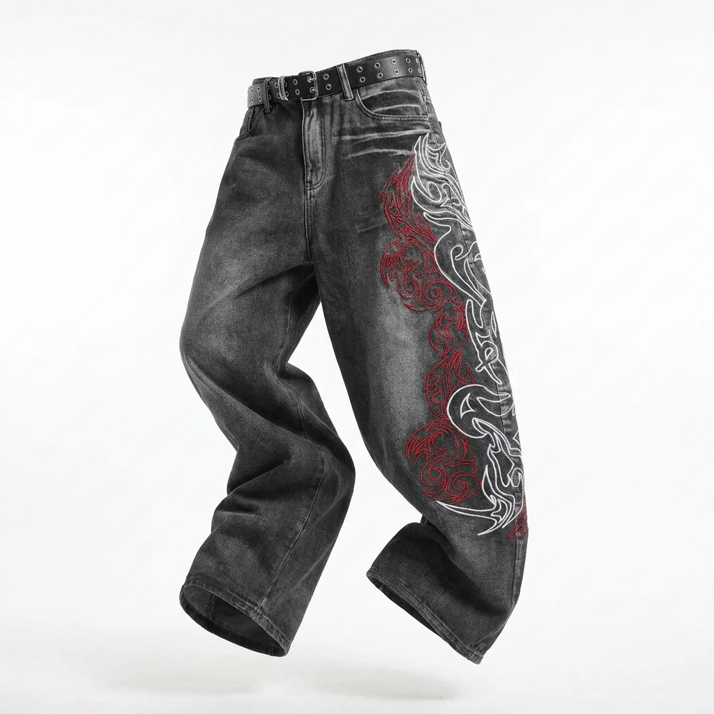 AMERICAN RETRO LOOSE PRINT STRAIGHT LEG PANTS