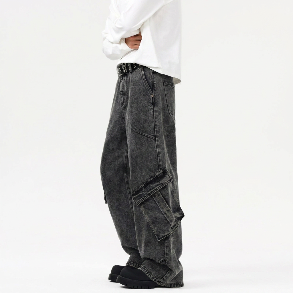 Men's Wide Leg Cargo Jeans