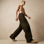 Men's Full Size Leopard Print Wide Leg Jeans Plus Size