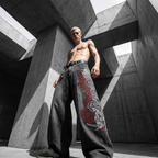 AMERICAN RETRO LOOSE PRINT STRAIGHT LEG PANTS