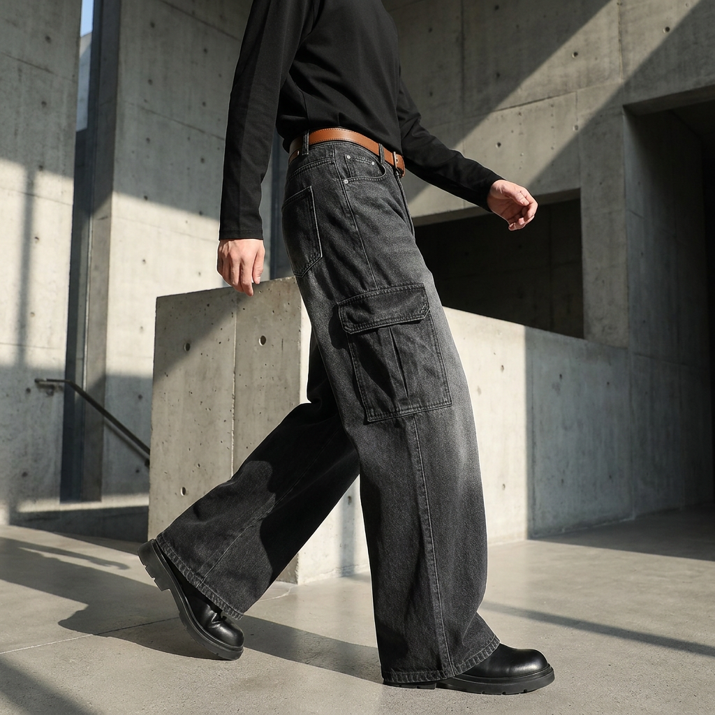 Distressed Washed Work Pants