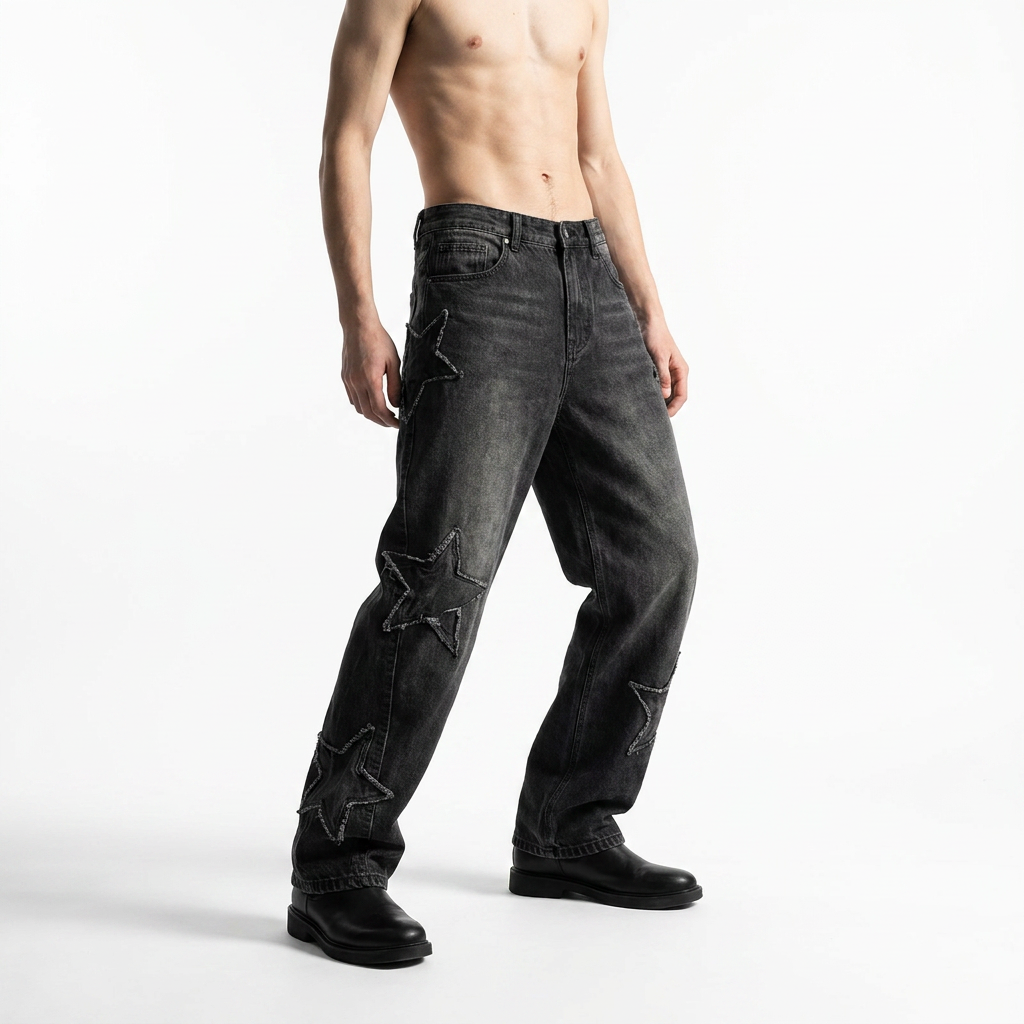 Star Embroidery Jeans