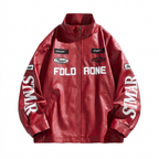 Men's Plus Size Faux Leather Zip Up Jacket