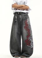 AMERICAN RETRO LOOSE PRINT STRAIGHT LEG PANTS