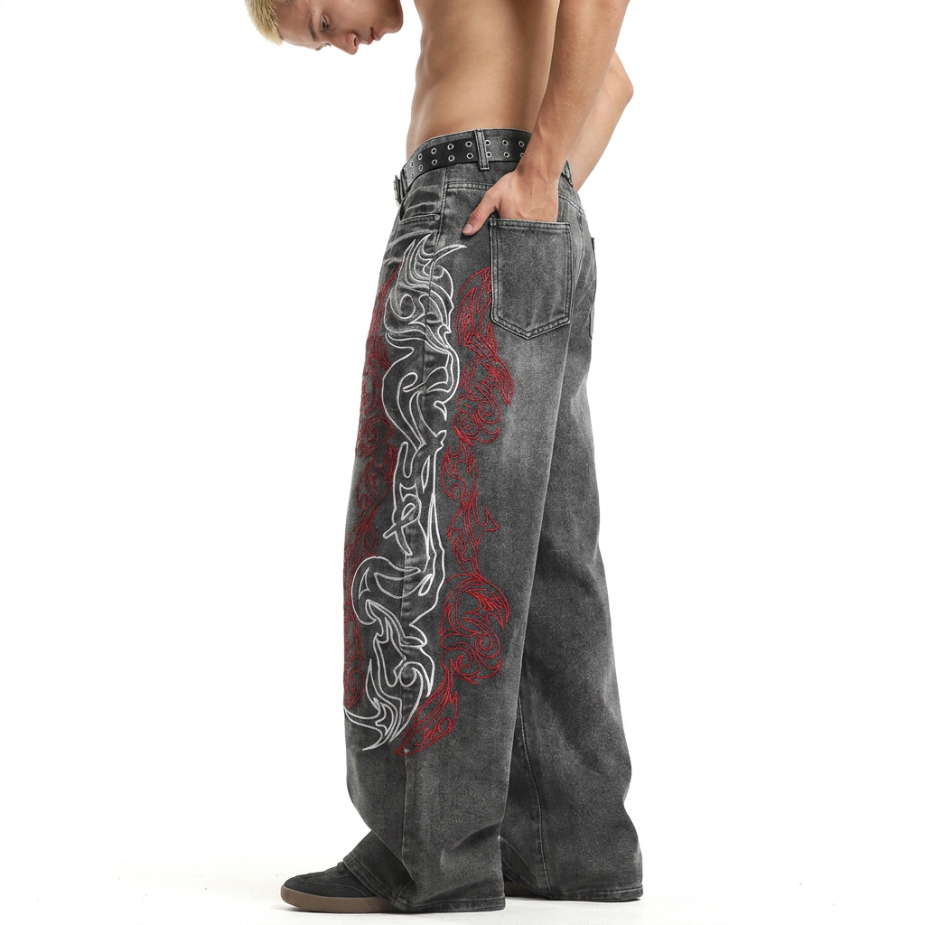 AMERICAN RETRO LOOSE PRINT STRAIGHT LEG PANTS