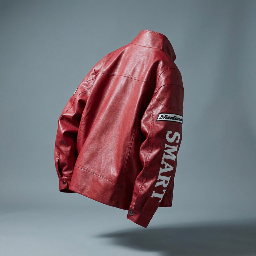 Men's Plus Size Faux Leather Zip Up Jacket