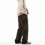 Men's Full Size Leopard Print Wide Leg Jeans Plus Size